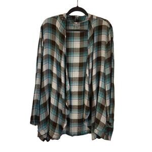 Catherines Plaid Top Women Size 2X Green Pockets Casual Preppy Fall